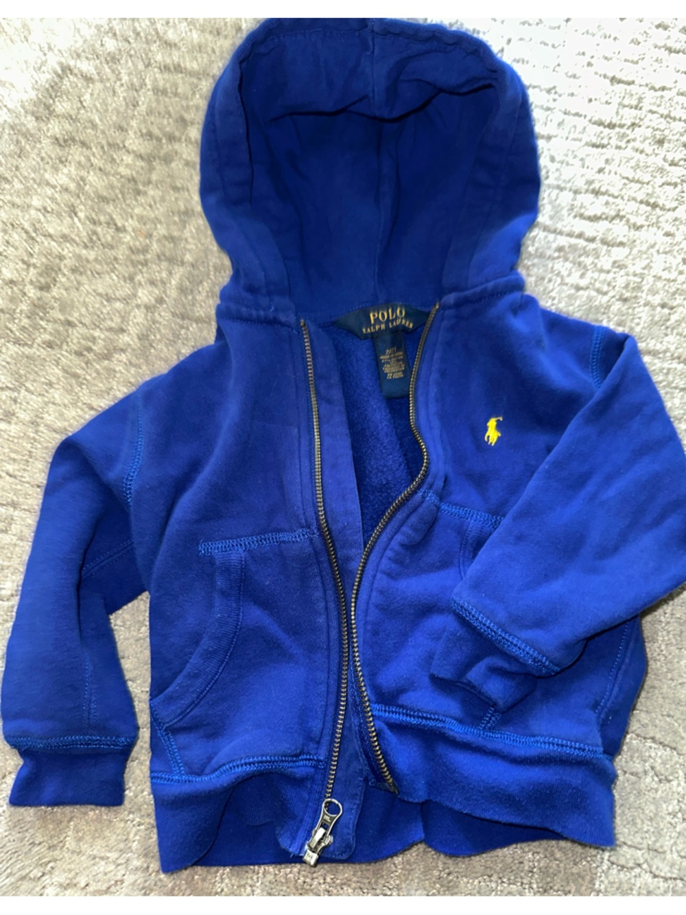 Polo by Ralph Lauren Bright Blue Zip Sweatshirt with Yellow Pony